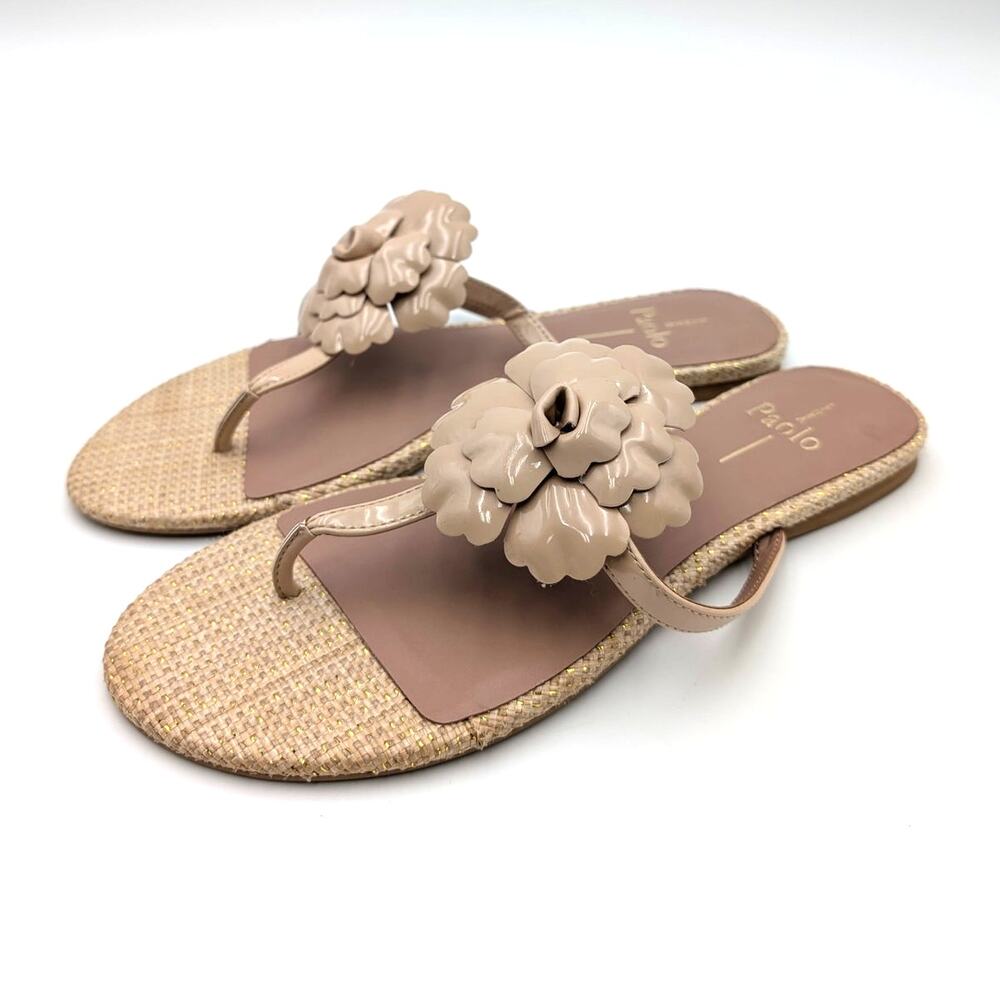 Linea Paolo Laurel Flower Sandals Open Toe Women's Tan Size US8M EU38.5
